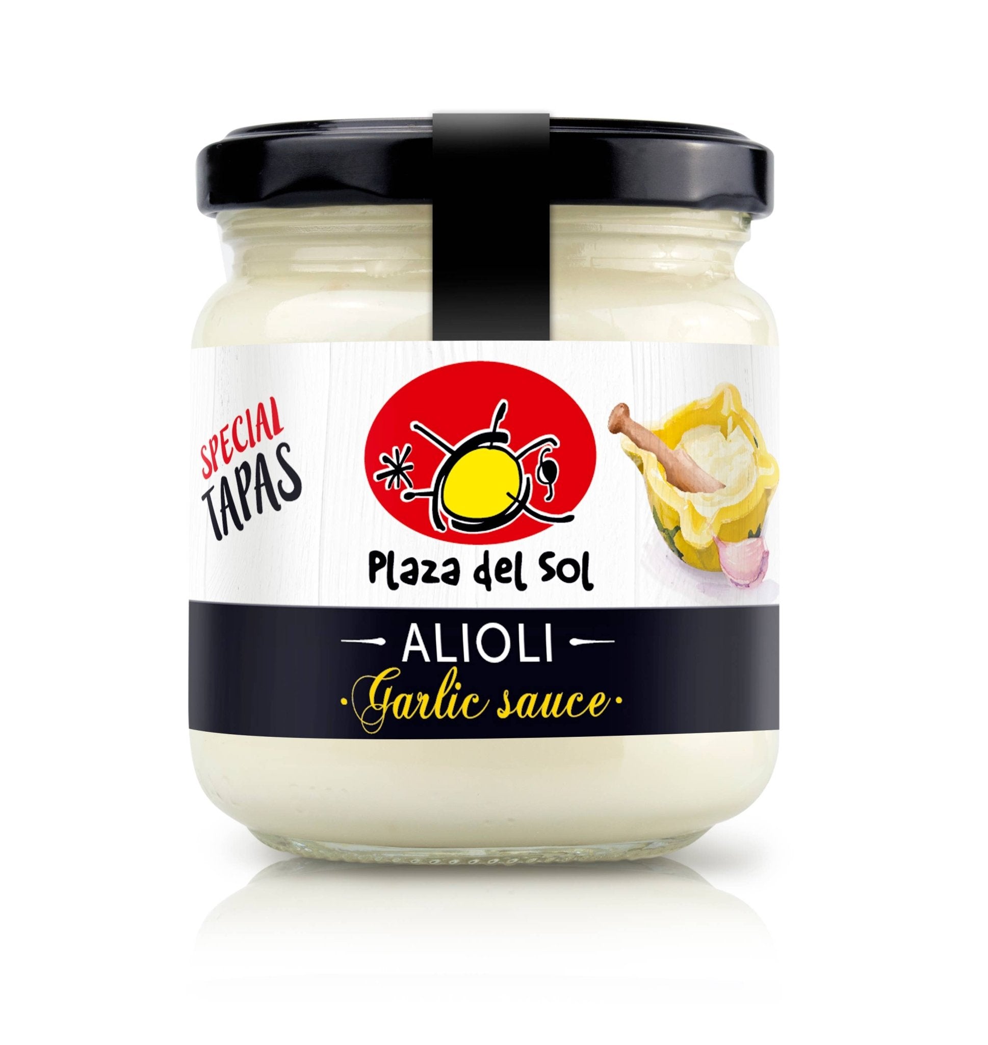 Alioli-Sauce im Kristallglas (180g) Plaza del Sol von Plaza del Sol bei Araxxon  - Hochwertiges griechisches Produkt.   Alioli-Sauce im Kristallglas (180g) Plaza del Sol από Plaza del Sol στο Araxxon  - Αυθεντικό ελληνικό προϊόν.